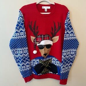 Jolly Sweaters Ugly Christmas Sweater Reindeer Camo Men's Size Large Party